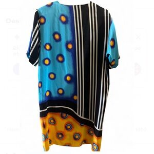 Pat Argenti Collection 80’s Vintage Colorful Geometric Pattern Dress-100% Silk